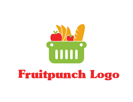 grocery in basket illustration