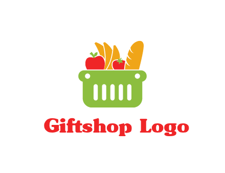 grocery in basket illustration