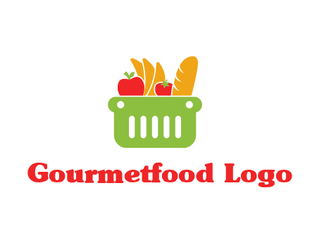 grocery in basket illustration