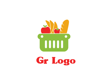 grocery in basket illustration