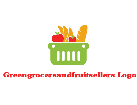 grocery in basket illustration