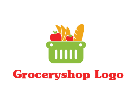 grocery in basket illustration