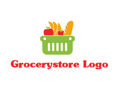grocery in basket illustration