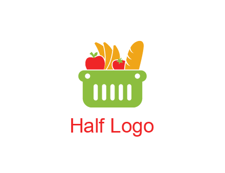 grocery in basket illustration