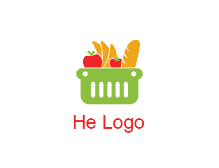 grocery in basket illustration