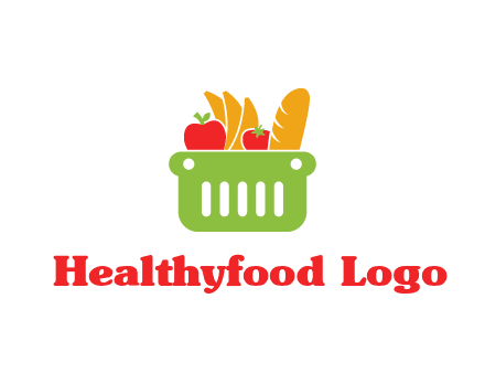 grocery in basket illustration