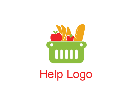 grocery in basket illustration