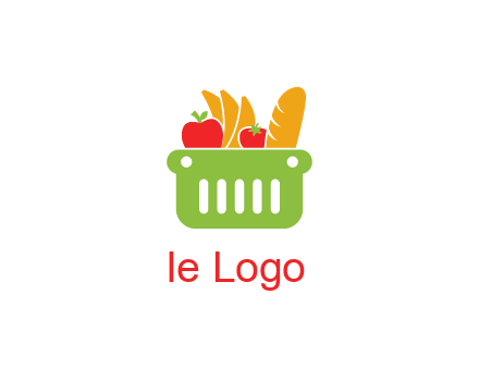 grocery in basket illustration