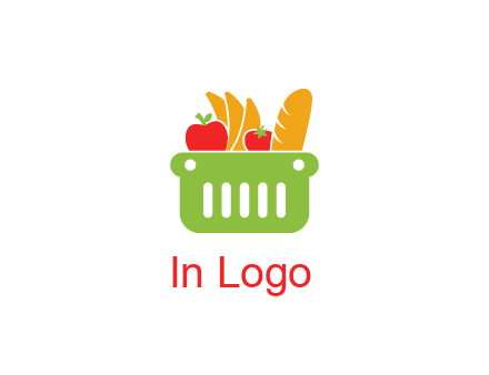 grocery in basket illustration