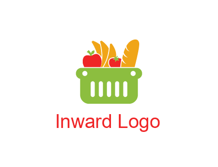grocery in basket illustration