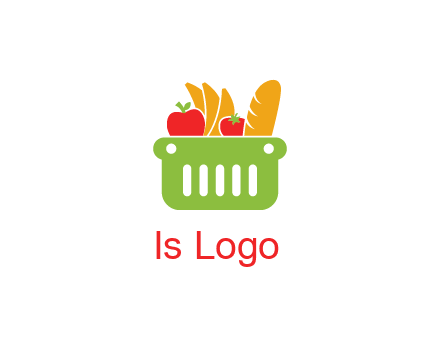 grocery in basket illustration