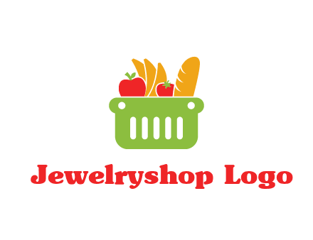 grocery in basket illustration