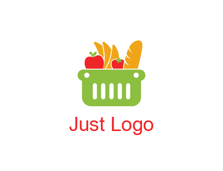 grocery in basket illustration