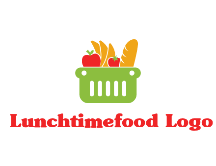 grocery in basket illustration