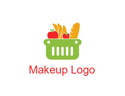 grocery in basket illustration
