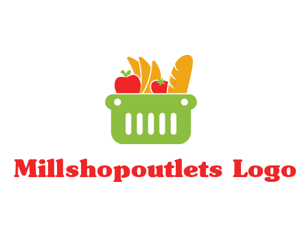 grocery in basket illustration