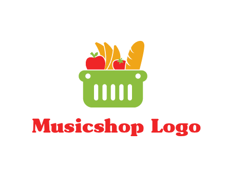 grocery in basket illustration