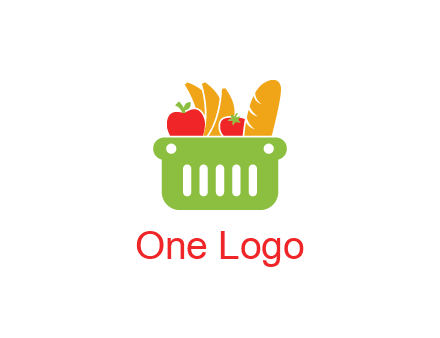 grocery in basket illustration
