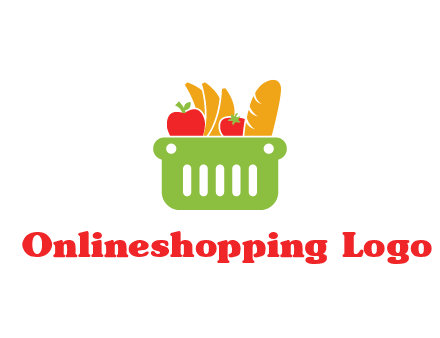 grocery in basket illustration