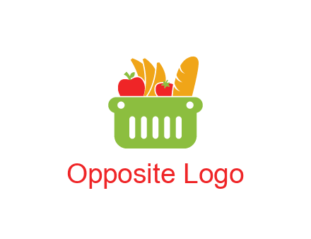 grocery in basket illustration