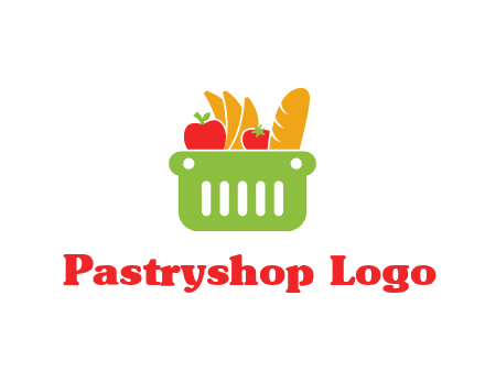 grocery in basket illustration