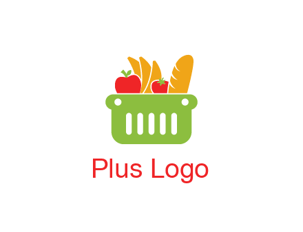 grocery in basket illustration