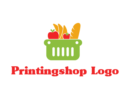 grocery in basket illustration