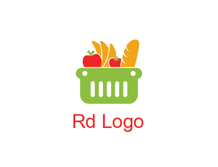 grocery in basket illustration