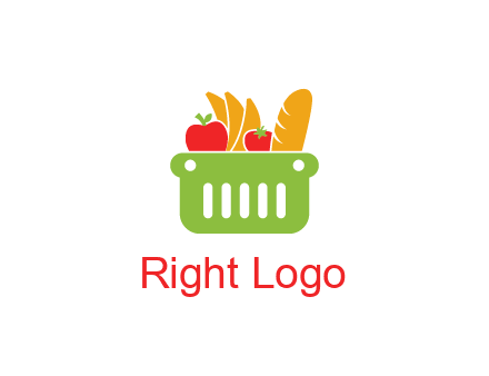 grocery in basket illustration