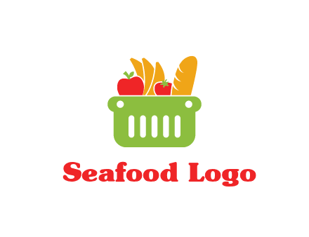 grocery in basket illustration