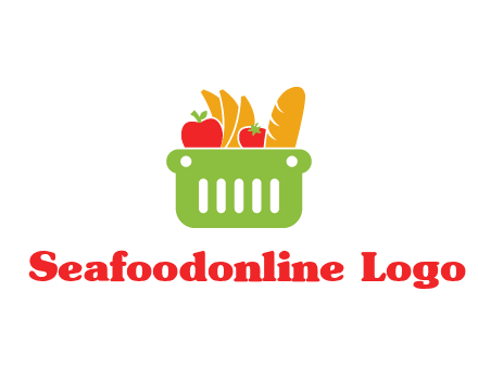 grocery in basket illustration