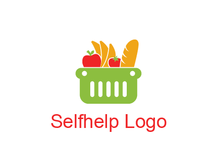 grocery in basket illustration