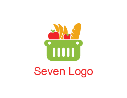 grocery in basket illustration