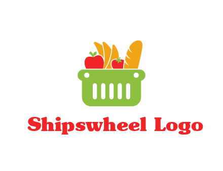 grocery in basket illustration
