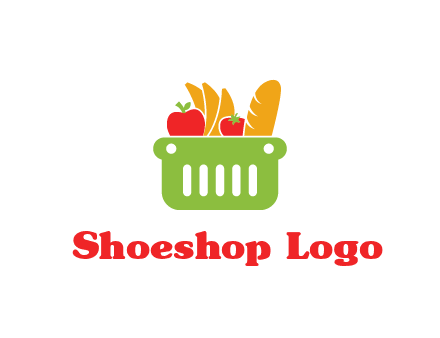 grocery in basket illustration