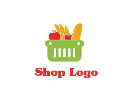 grocery in basket illustration