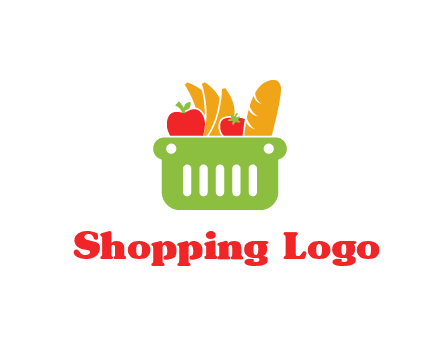 grocery in basket illustration