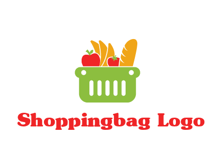 grocery in basket illustration