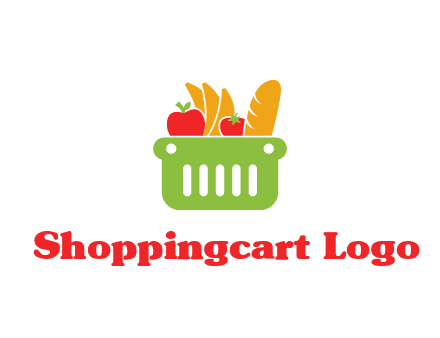 grocery in basket illustration