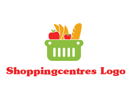 grocery in basket illustration