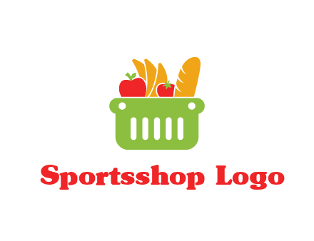 grocery in basket illustration