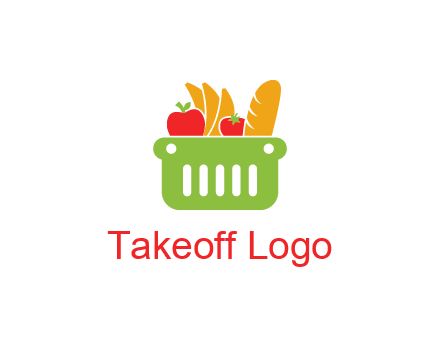 grocery in basket illustration