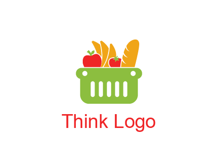 grocery in basket illustration