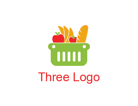 grocery in basket illustration
