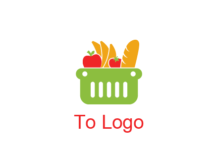 grocery in basket illustration