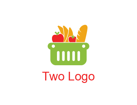 grocery in basket illustration
