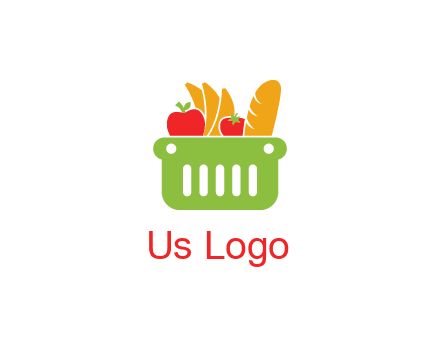 grocery in basket illustration
