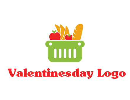 grocery in basket illustration