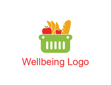 grocery in basket illustration