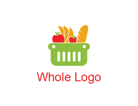 grocery in basket illustration